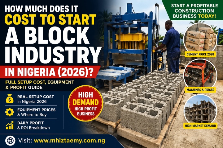 Block industry setup cost in Nigeria 2026, equipment price and profit guide