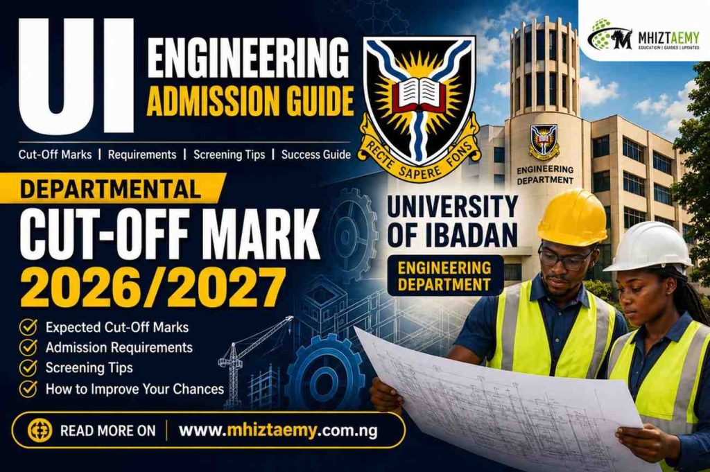 UI Departmental Cut-Off Mark for Engineering 2026/2027: Full Admission Guide for Aspirants UI Engineering Departmental Cut-Off Mark 2026/2027 admission guide banner featuring University of Ibadan engineering department, admission requirements, screening tips, and engineering students
