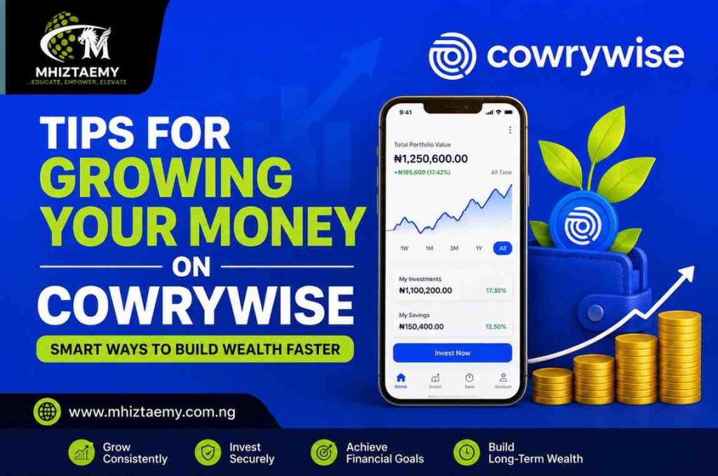 Tips for Growing Your Money on Cowrywise: Smart Ways to Build Wealth Faster Nigerian investor using Cowrywise app to grow savings and investments for long-term wealth creation