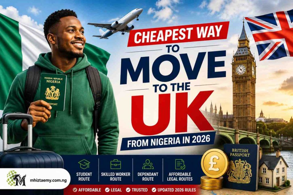 Cheapest Way to Move to the UK from Nigeria in 2026: Latest UK Immigration Rules, Visa Costs and Affordable Routes Cheapest way to move to the UK from Nigeria in 2026 showing affordable UK visa routes for Nigerians